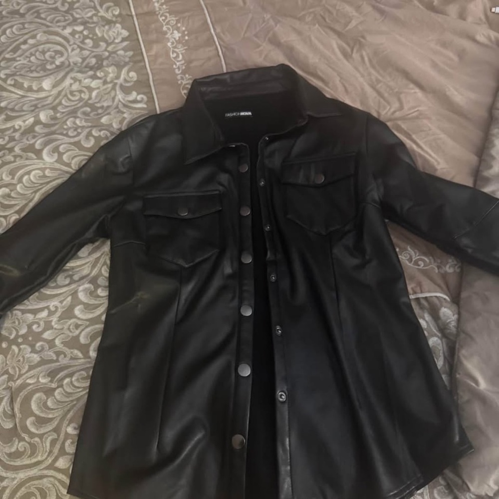 Women's Black Leather Shirt